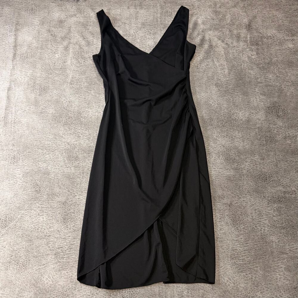 Vintage Black Cocktail Wrap Midi Dress
